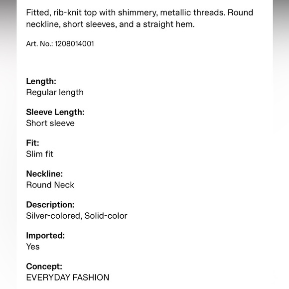 H& M Metalic rib knit top NWT SZ S - Picture 2 of 5